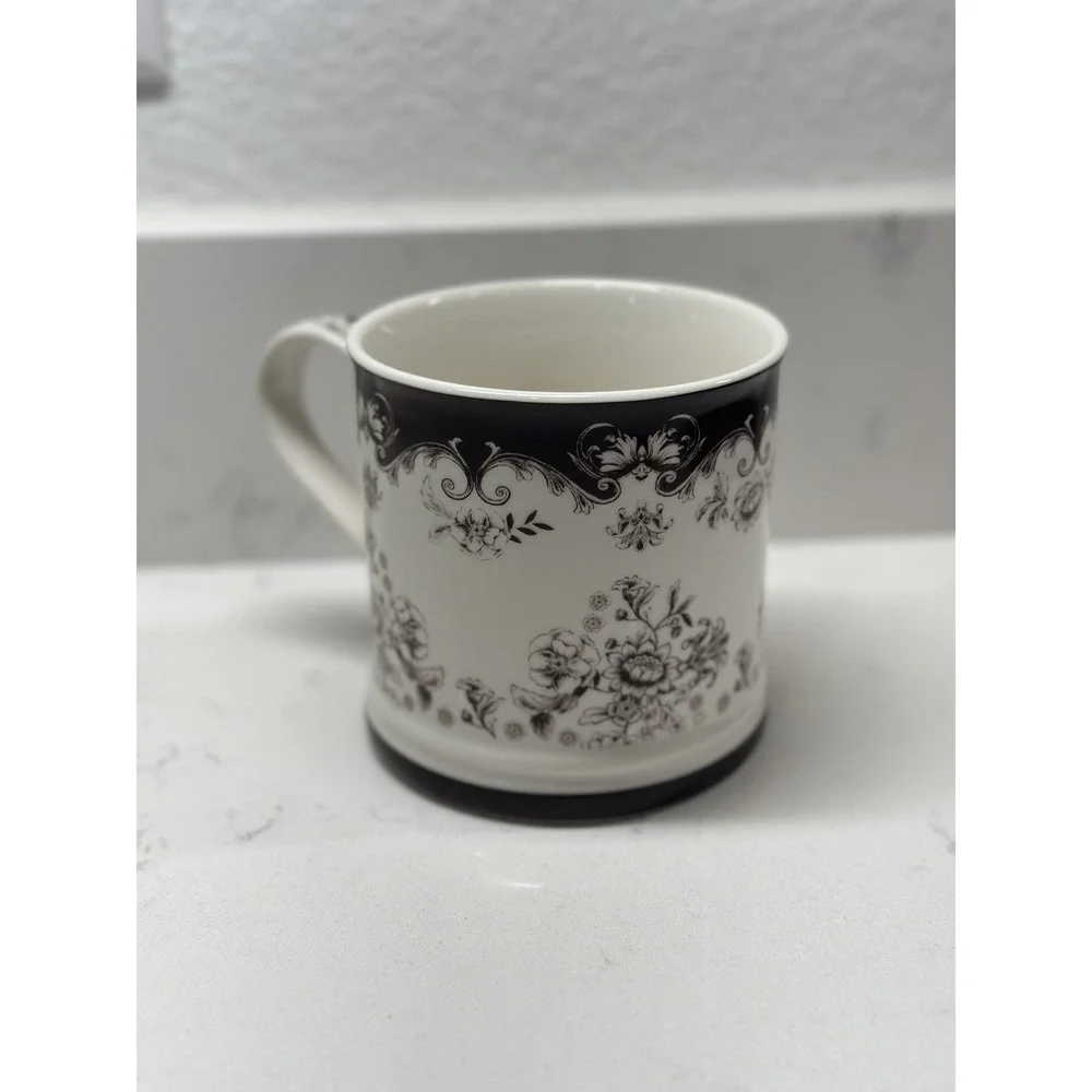 Brown Floral Toile Mug Cup Fall Thanksgiving 4